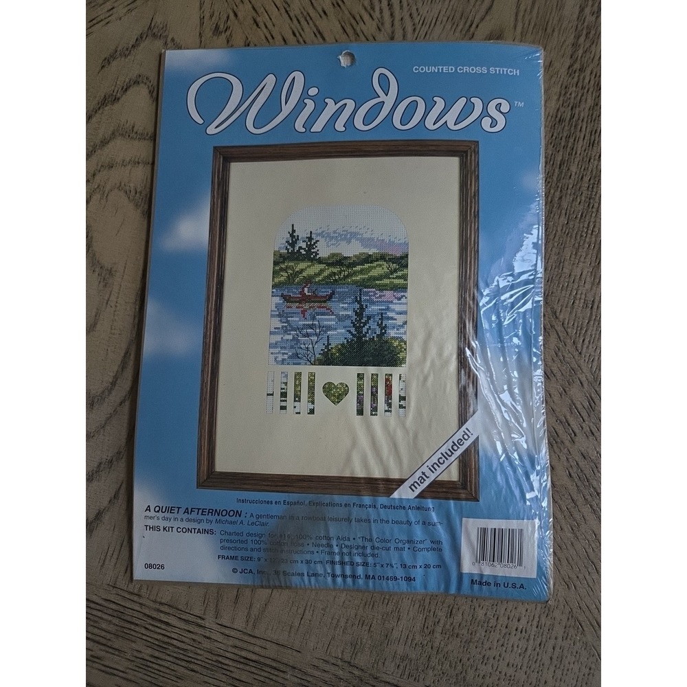 Windows Counted Cross Stitch Kit A Quiet Afternoon Lake Canoe New Scenery